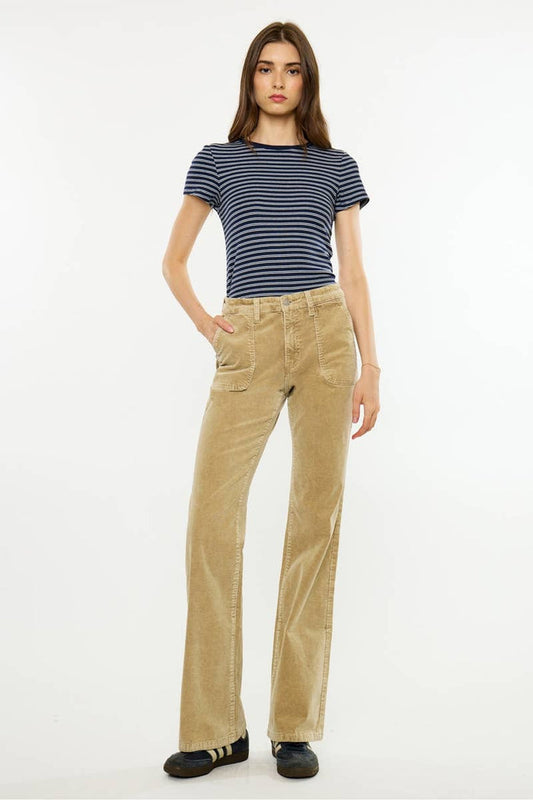 HIGH RISE WIDE FLARE-KC20153TP: TAUPE / 9/28
