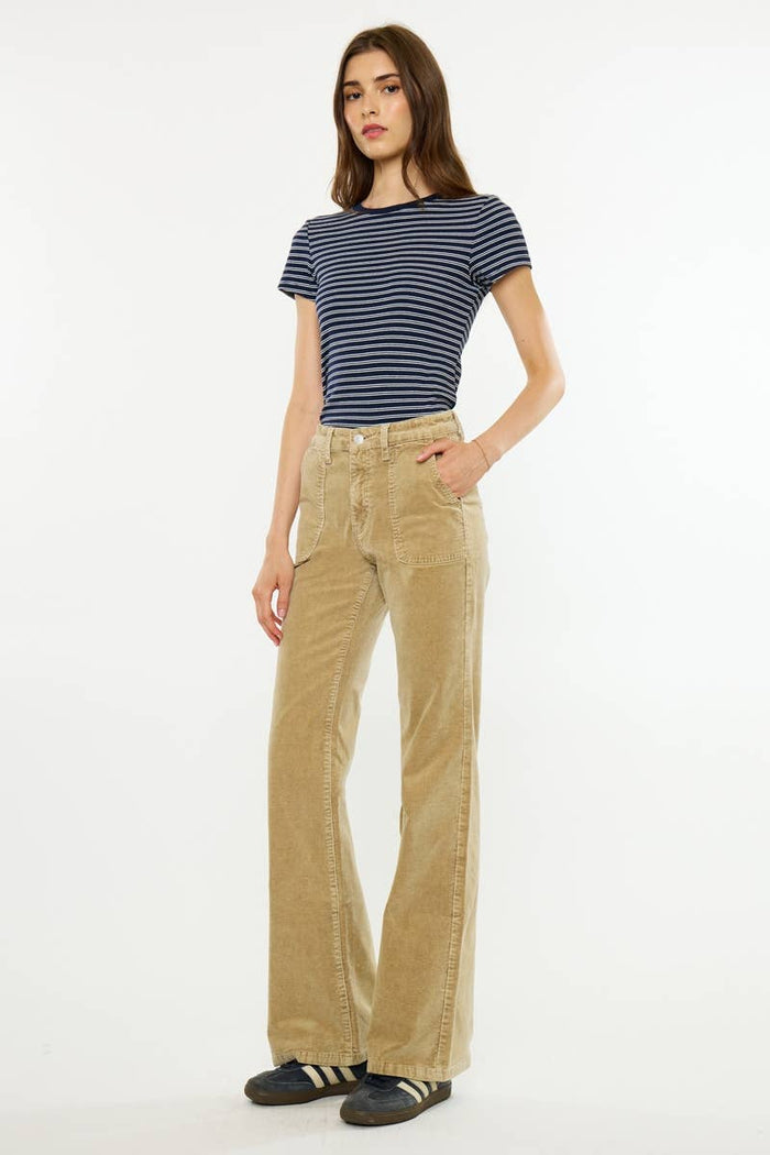 HIGH RISE WIDE FLARE-KC20153TP: TAUPE / 9/28