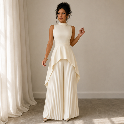 Inès™ Stand-Collar Sleeveless Suit Set