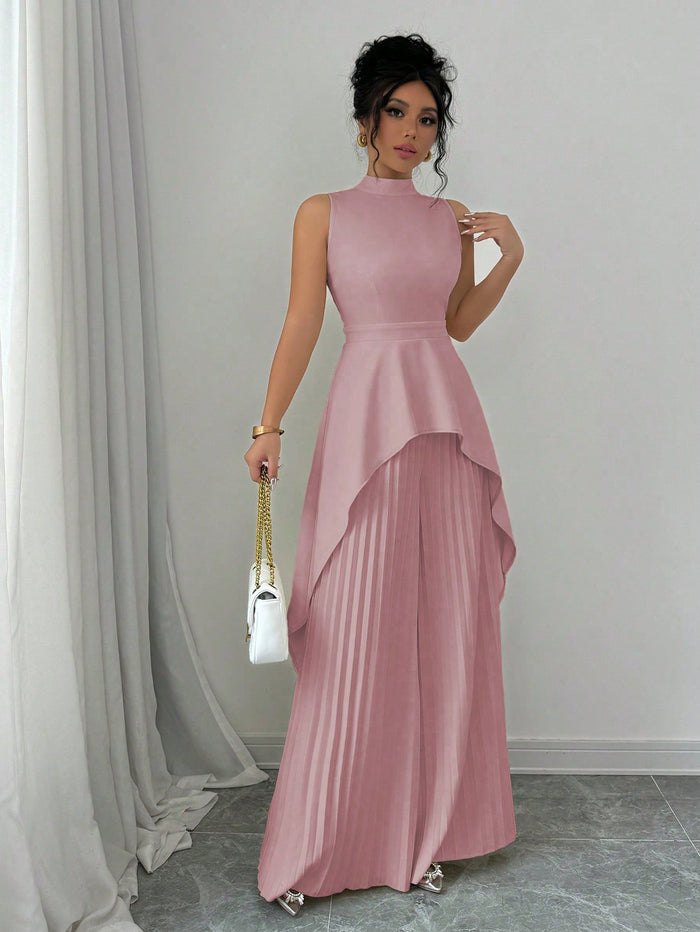 Inès™ Stand-Collar Sleeveless Suit Set