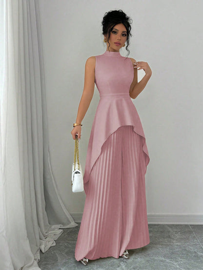 Inès™ Stand-Collar Sleeveless Suit Set