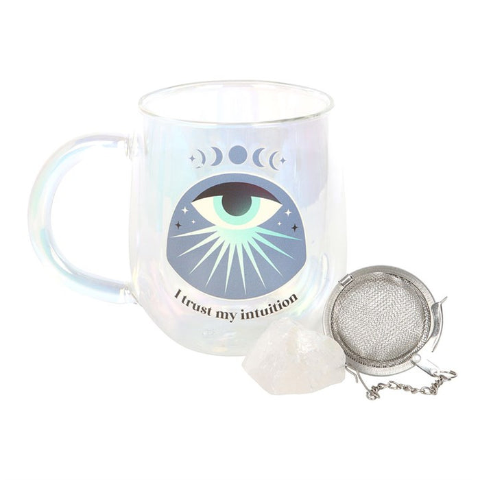 Intuition Double Walled Glass Mug with Aura Crystal Tea Infuser 🇬🇧