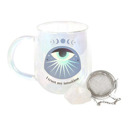 Intuition Double Walled Glass Mug with Aura Crystal Tea Infuser 🇬🇧