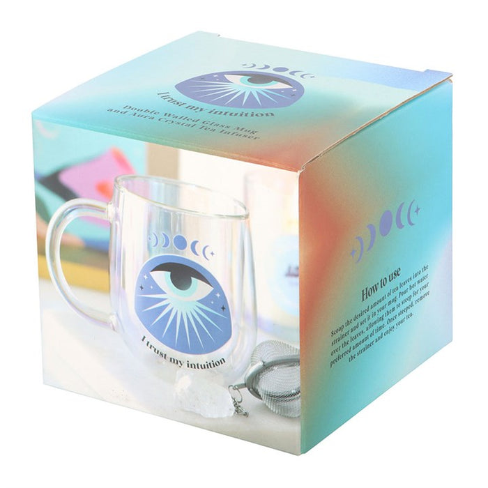 Intuition Double Walled Glass Mug with Aura Crystal Tea Infuser 🇬🇧
