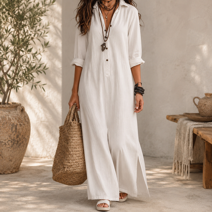 Isla™ Lapel Side-Slit Maxi Dress