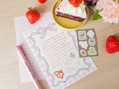 Ivna Lins - Sweetheart Letter Writing Set with Stickers, Envelope