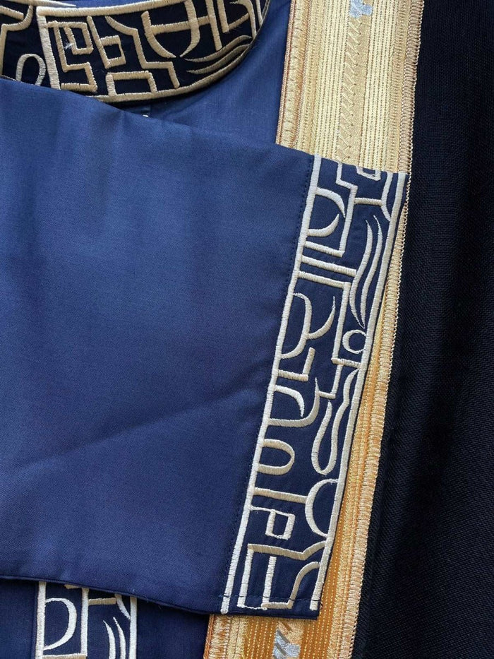 Kids Blue 3 Pcs Thobe Set with Igal