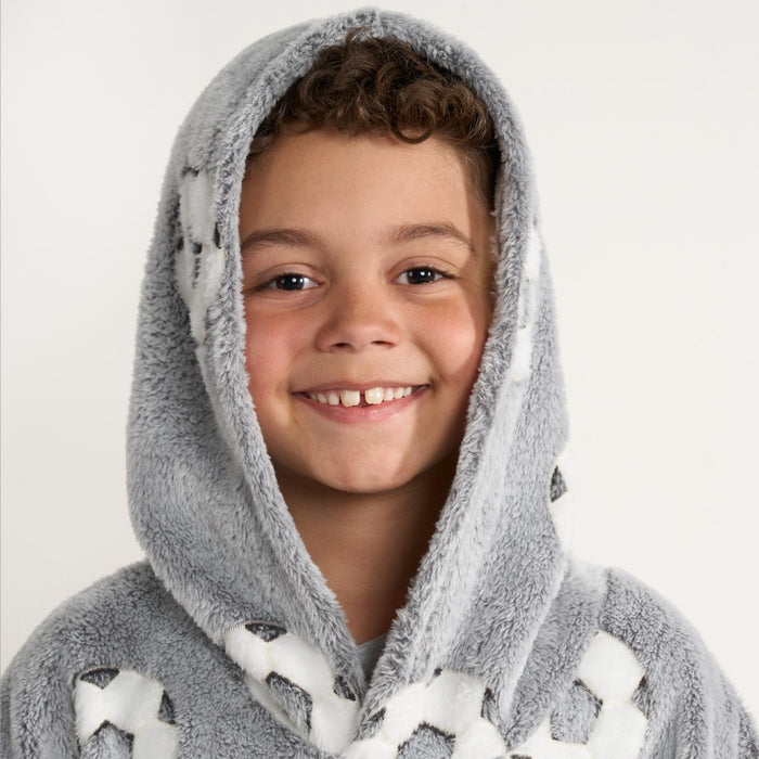 Kids Glow In The Dark Football Hoodie Blanket - Grey 🇬🇧