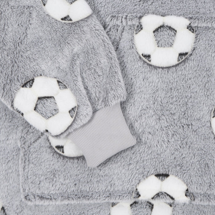 Kids Glow In The Dark Football Hoodie Blanket - Grey 🇬🇧