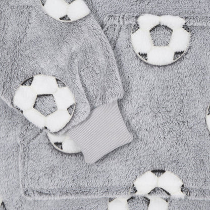 Kids Glow In The Dark Football Hoodie Blanket - Grey 🇬🇧