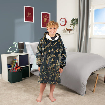 Kids Harry Potter Hogwarts Hoodie Blanket - Black 🇬🇧