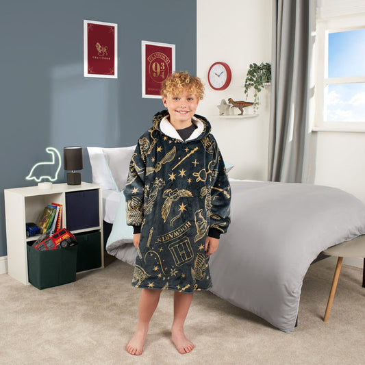 Kids Harry Potter Hogwarts Hoodie Blanket - Black 🇬🇧