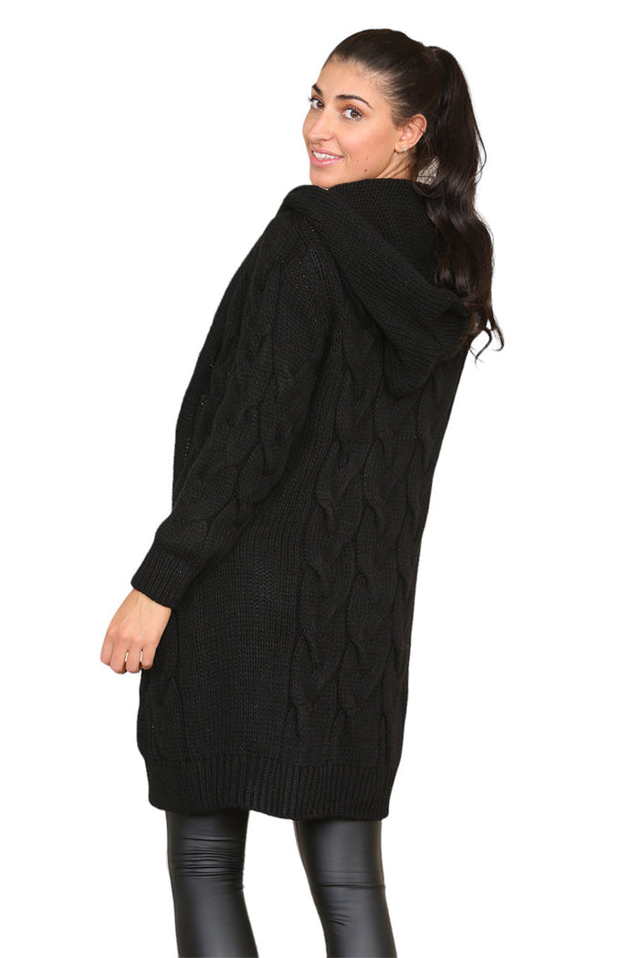Knitted Cables Hooded Long Over Sized Cardigan 🇬🇧