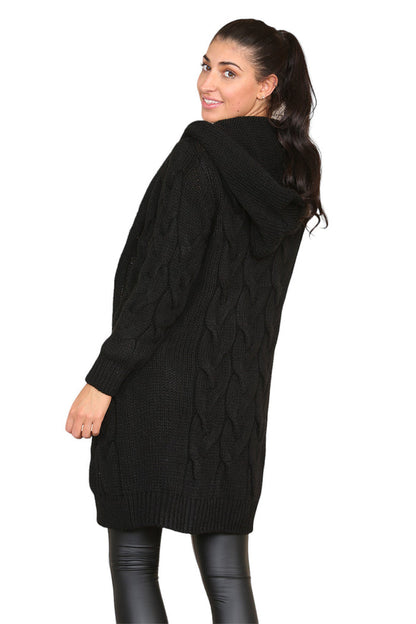Knitted Cables Hooded Long Over Sized Cardigan 🇬🇧