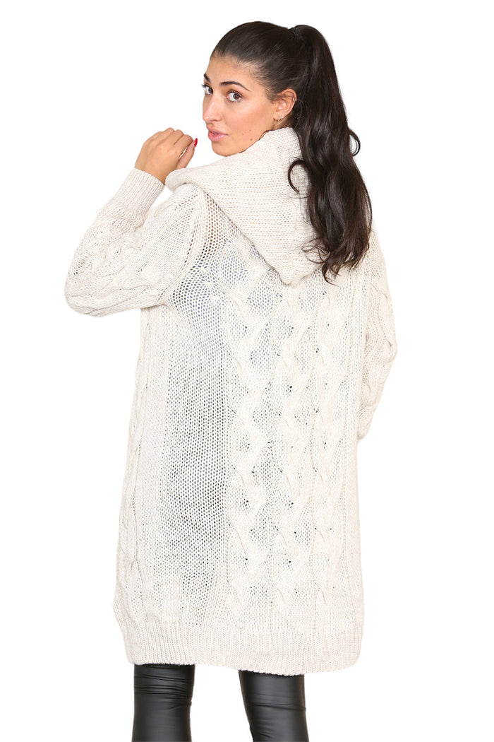 Knitted Cables Hooded Long Over Sized Cardigan 🇬🇧