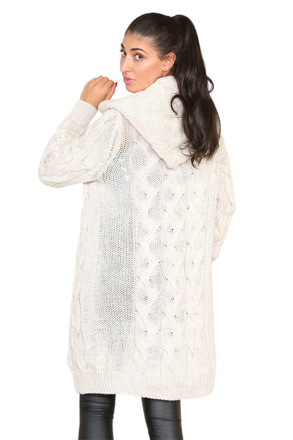 Knitted Cables Hooded Long Over Sized Cardigan 🇬🇧