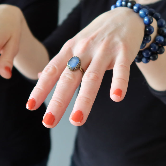 kyanite ring on hand