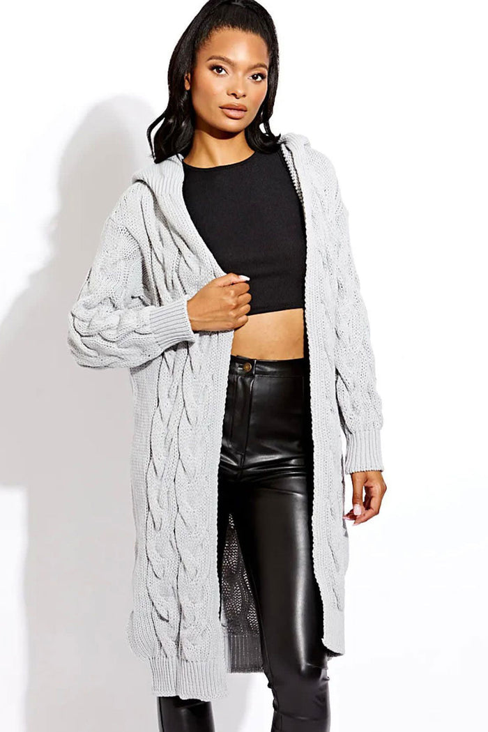 Ladies Cable Knit Hooded Cardigan 🇬🇧