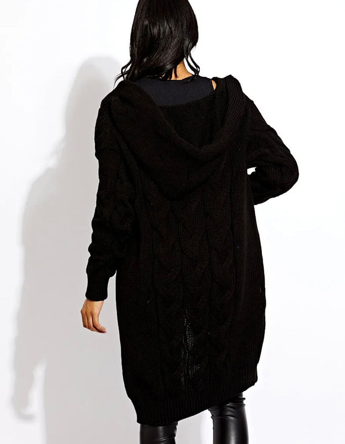 Ladies Cable Knit Hooded Cardigan 🇬🇧