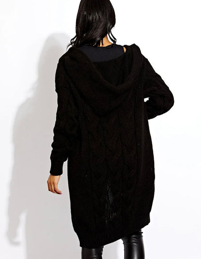 Ladies Cable Knit Hooded Cardigan 🇬🇧