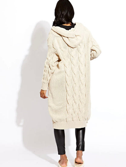 Ladies Cable Knit Hooded Cardigan 🇬🇧