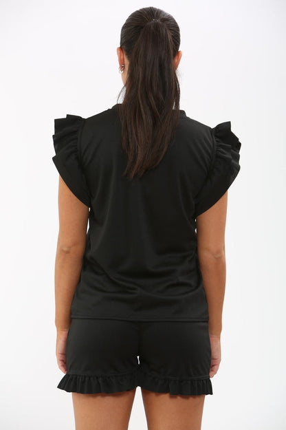 Ladies Frill Peplum Sleeve Top and Short 2 Piece Tracksuit Set 🇬🇧