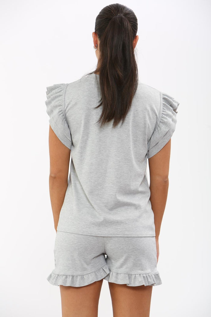 Ladies Frill Peplum Sleeve Top and Short 2 Piece Tracksuit Set 🇬🇧