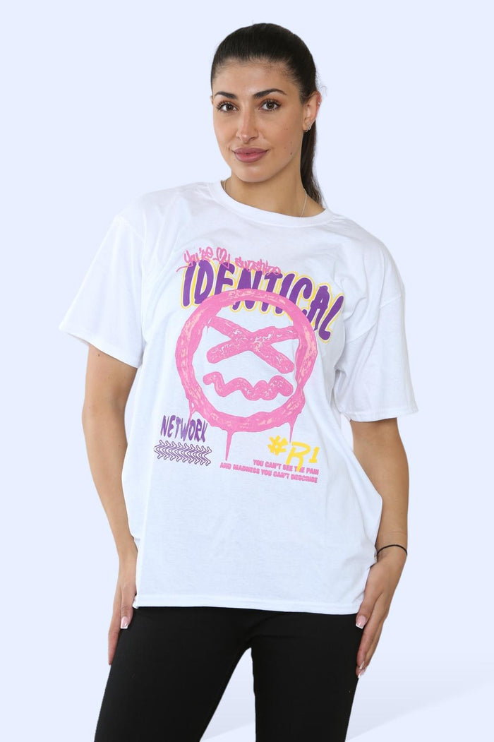 Ladies Identical Printed Short Sleeve T-Shirt Top 🇬🇧