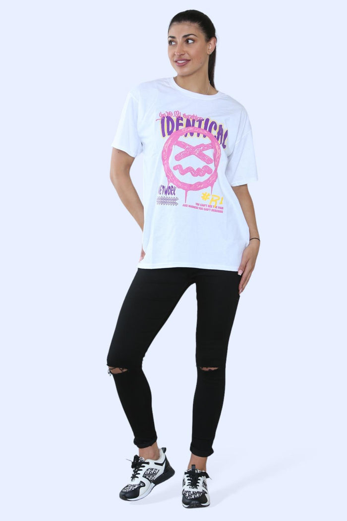 Ladies Identical Printed Short Sleeve T-Shirt Top 🇬🇧