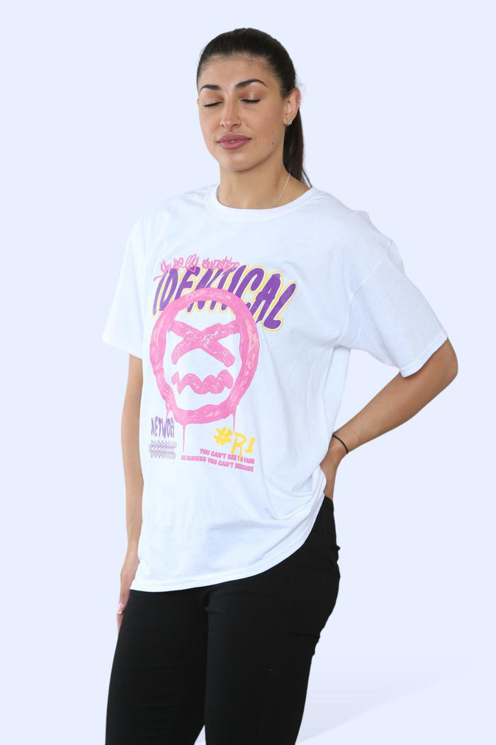 Ladies Identical Printed Short Sleeve T-Shirt Top 🇬🇧