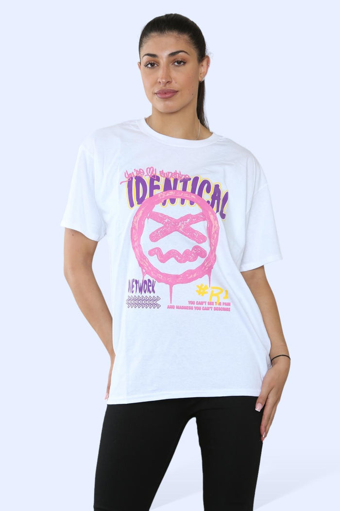 Ladies Identical Printed Short Sleeve T-Shirt Top 🇬🇧