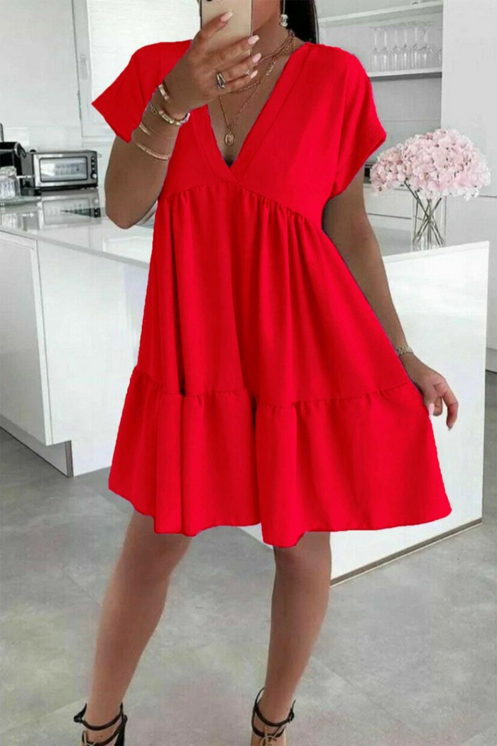 Ladies Italian V Neck Smock Dress 🇬🇧