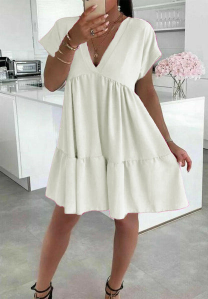 Ladies Italian V Neck Smock Dress 🇬🇧