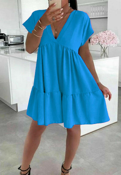 Ladies Italian V Neck Smock Dress 🇬🇧