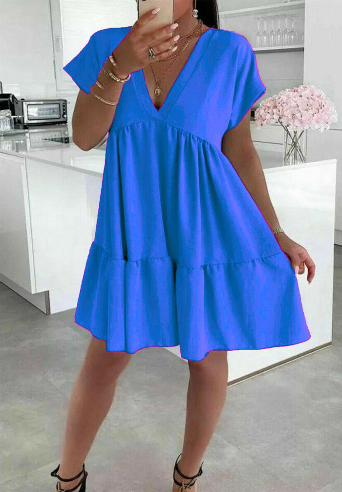 Ladies Italian V Neck Smock Dress 🇬🇧