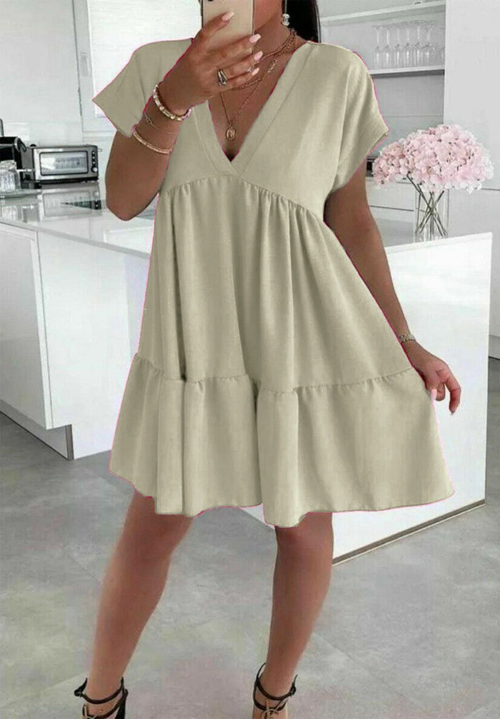 Ladies Italian V Neck Smock Dress 🇬🇧
