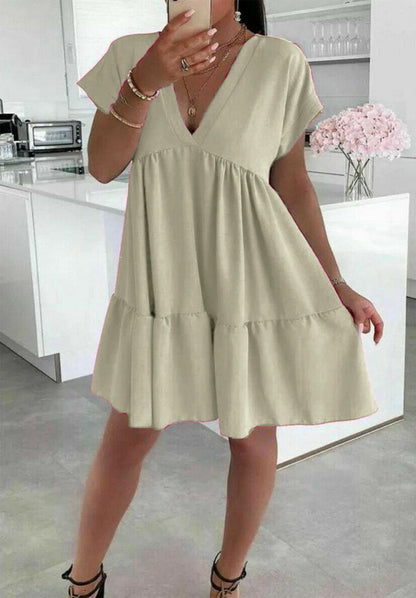 Ladies Italian V Neck Smock Dress 🇬🇧