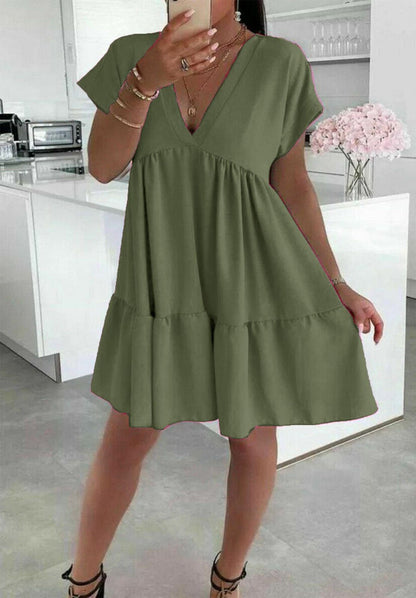 Ladies Italian V Neck Smock Dress 🇬🇧