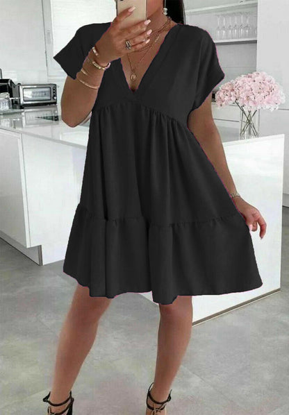 Ladies Italian V Neck Smock Dress 🇬🇧
