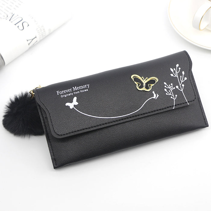 Ladies' Long Wallet With Butterfly Flowers And Simple Loose Change 🇨🇳