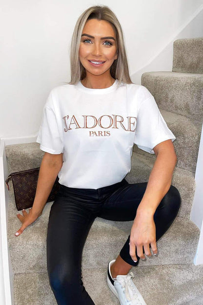 Ladies Oversized J' Adore Paris Short Sleeves T Shirt Top 🇬🇧