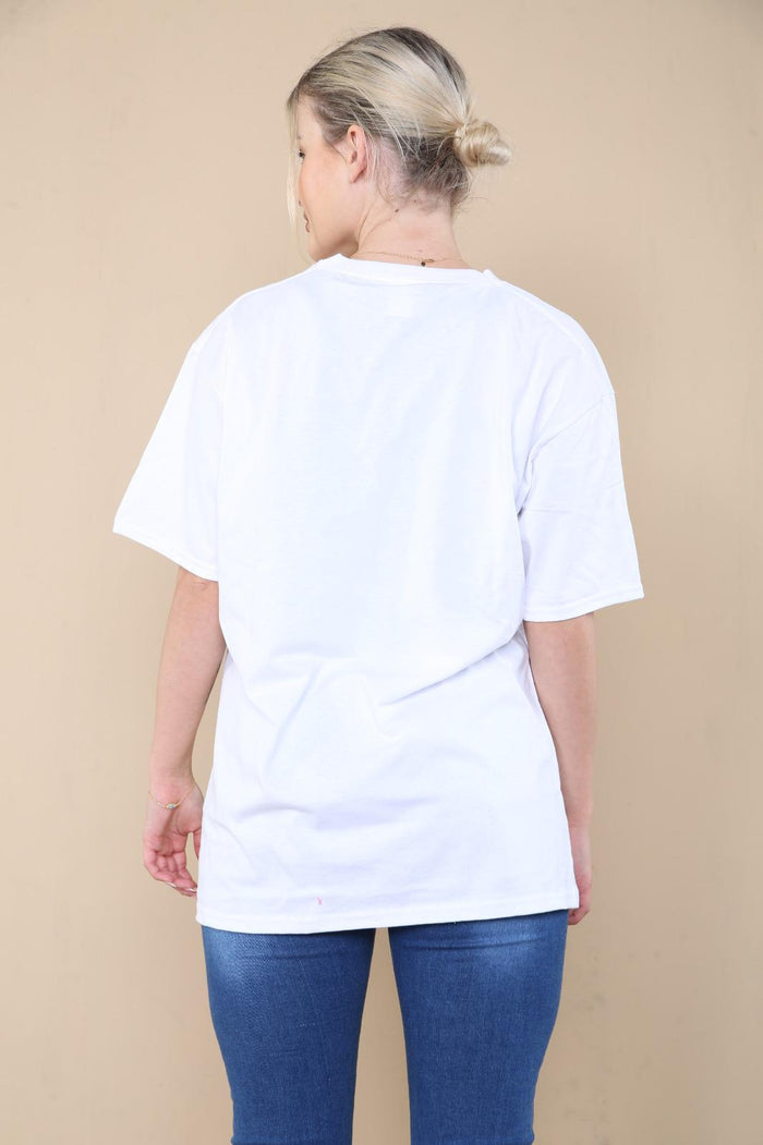 Ladies Oversized Sequin Eye Printed Short Sleeves T Shirt Top 🇬🇧