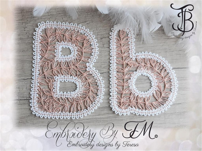 Large set alphabet bobbin lace/ 4x4 hoop