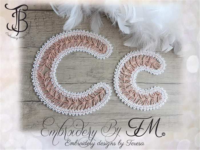 Large set alphabet bobbin lace/ 4x4 hoop