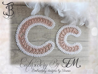 Large set alphabet bobbin lace/ 4x4 hoop