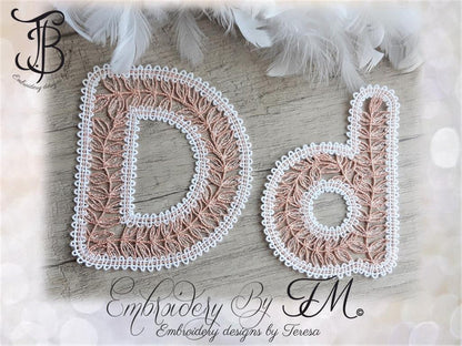 Large set alphabet bobbin lace/ 4x4 hoop