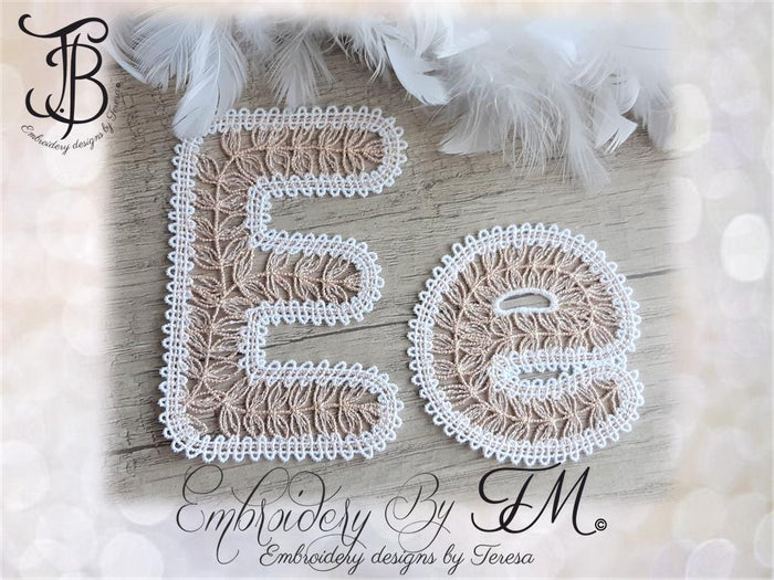 Large set alphabet bobbin lace/ 4x4 hoop