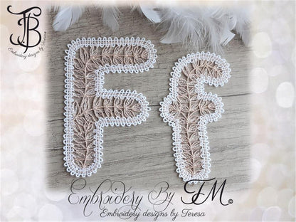 Large set alphabet bobbin lace/ 4x4 hoop