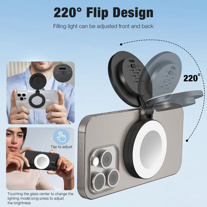 LED Mini Magnetic Phone Fill Light Tempered Glass Makeup Mirror 🇨🇳