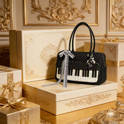 Lightweight Abeibi Polka-Dot Black And White Piano Key Shoulder Bag 🇨🇳